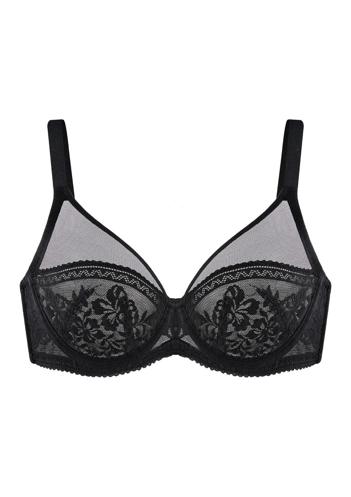 Gladioli Black Lace Unlined Underwire Bra Set - HSIA