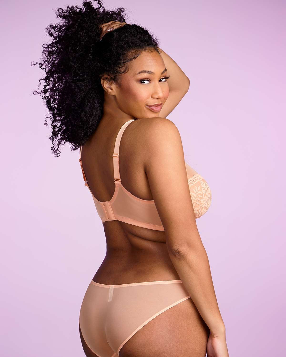 Gladioli Peach Lace Unlined Underwire Bra Set - HSIA