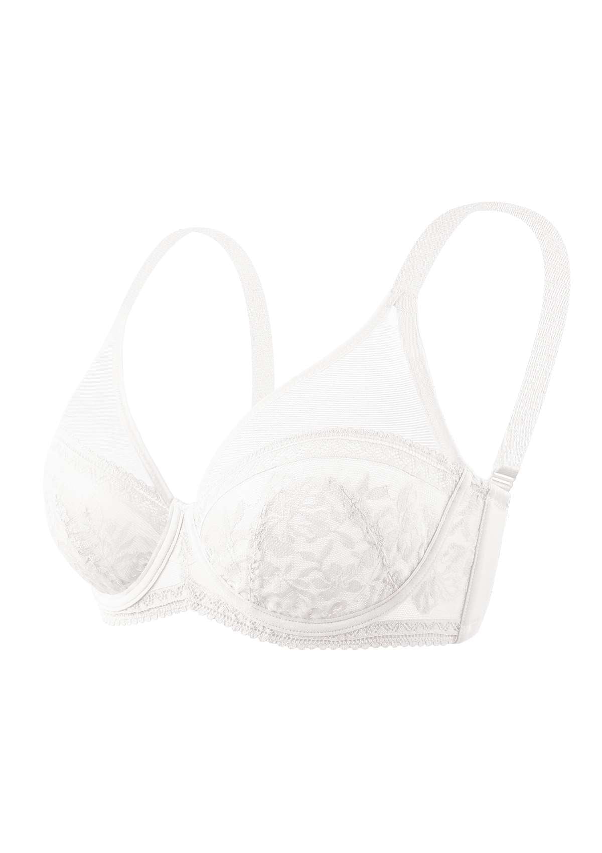 Gladioli White Lace Unlined Underwire Bra Set - HSIA