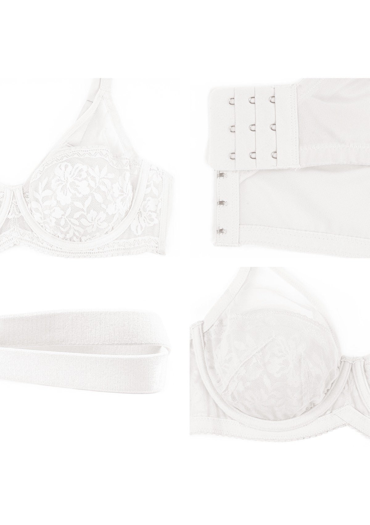 Gladioli White Lace Unlined Underwire Bra Set - HSIA