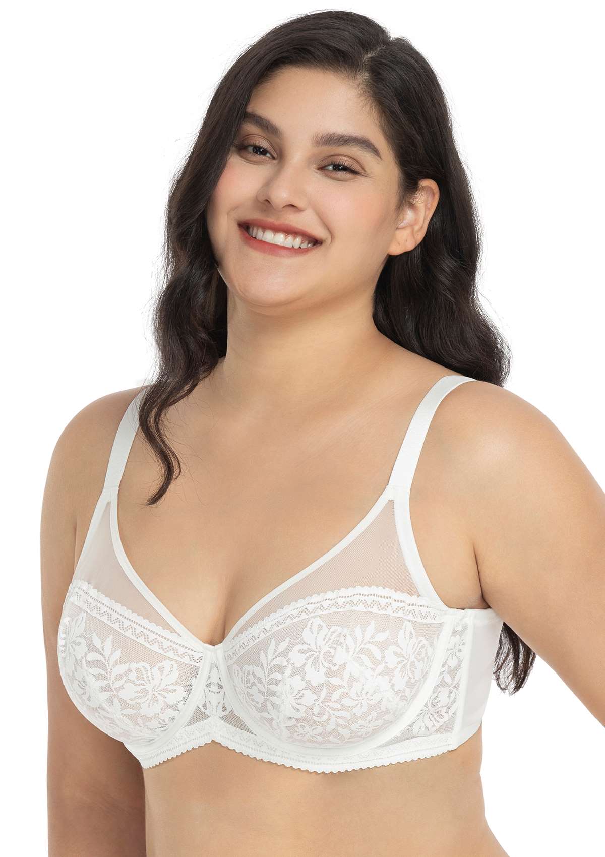 Gladioli White Lace Unlined Underwire Bra Set - HSIA