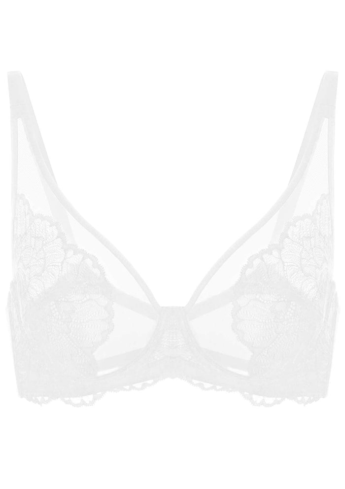 Blossom White Unlined Underwire Lace Bra - HSIA