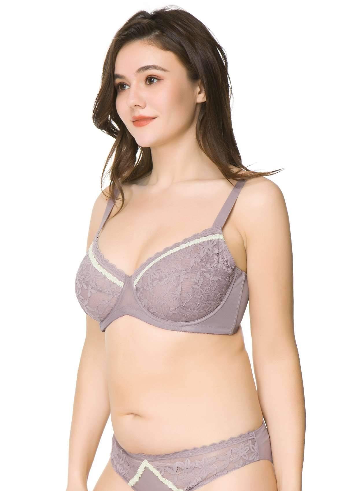 Jessamine Contrast Color Lace Underwire Bra Bundle - HSIA
