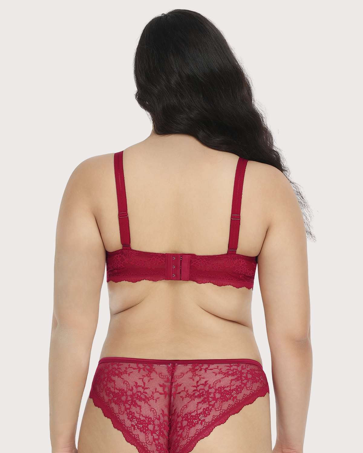 HSIA Floral Lace Unlined Bridal Burgundy Balconette Bra Set - HSIA