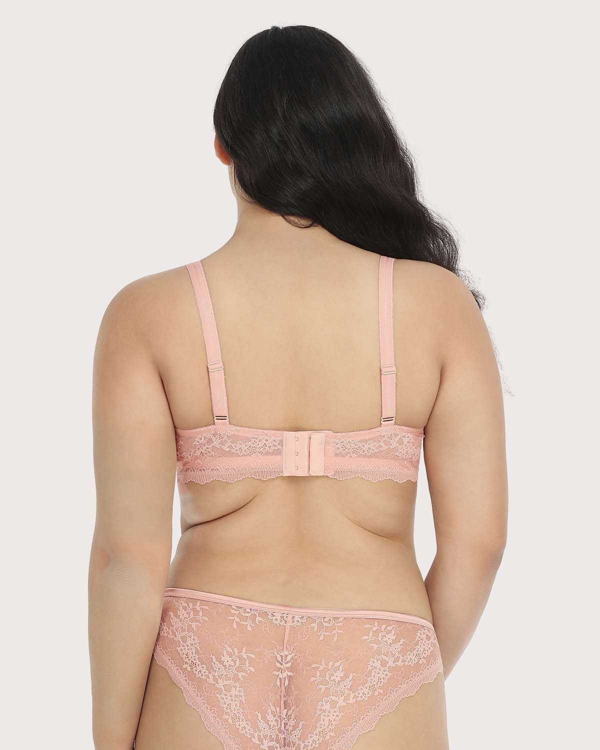 HSIA Floral Lace Unlined Bridal Pink Balconette Bra Set - HSIA