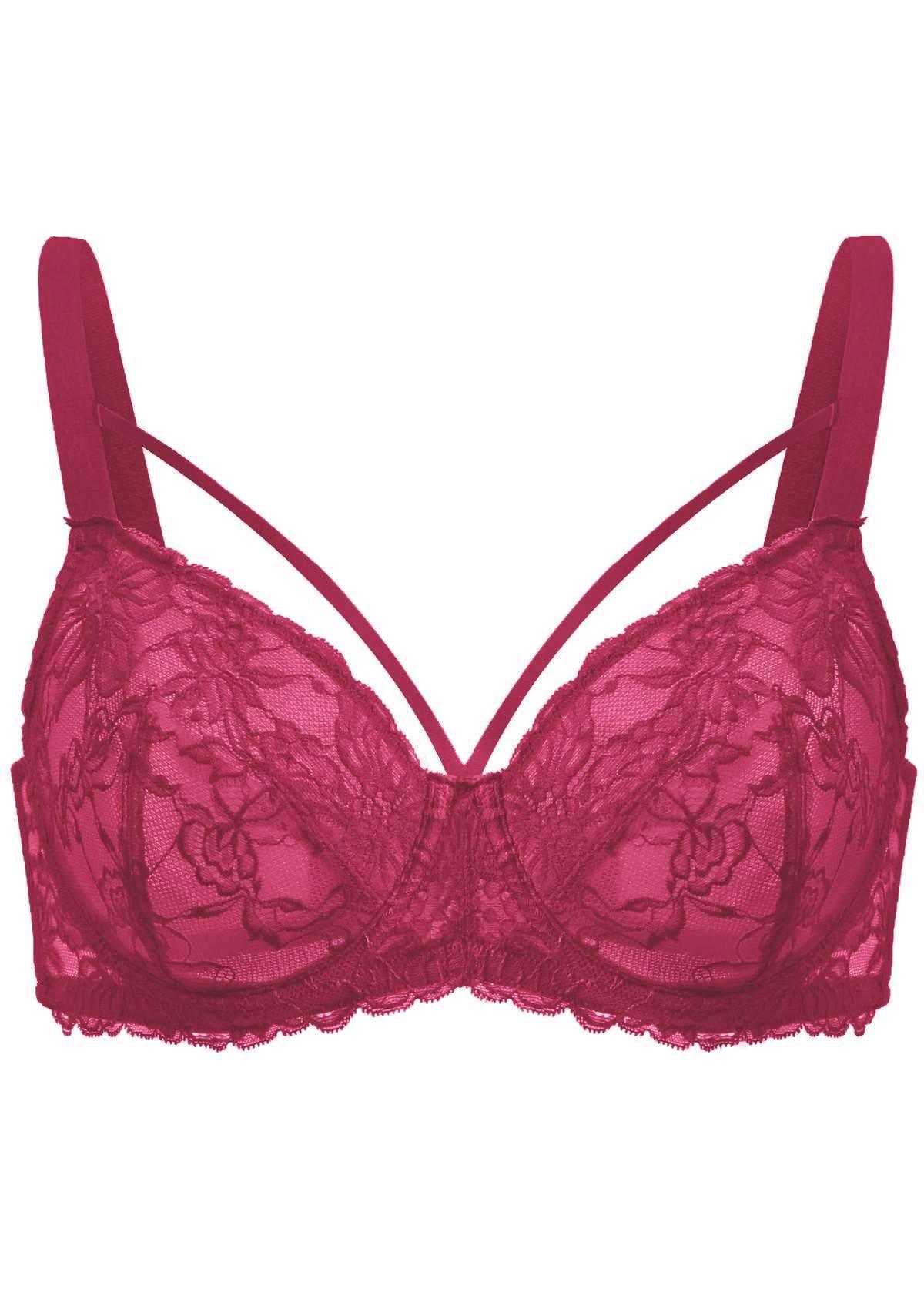 Pretty In Petals Black Unlined Strappy Lace Bra - HSIA