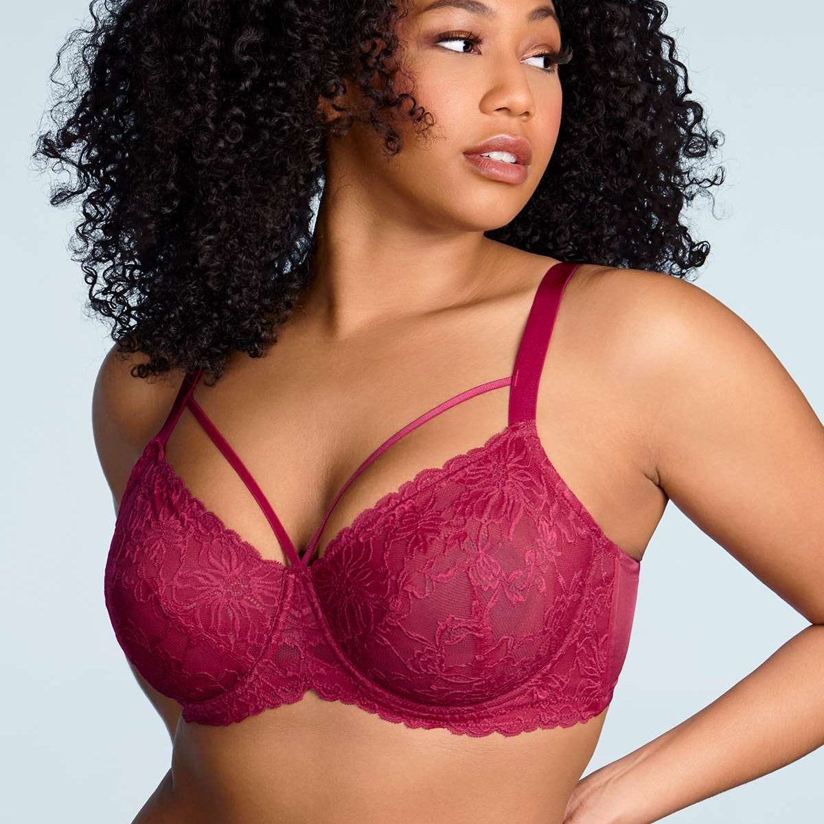 Pretty In Petals Black Unlined Strappy Lace Bra - HSIA