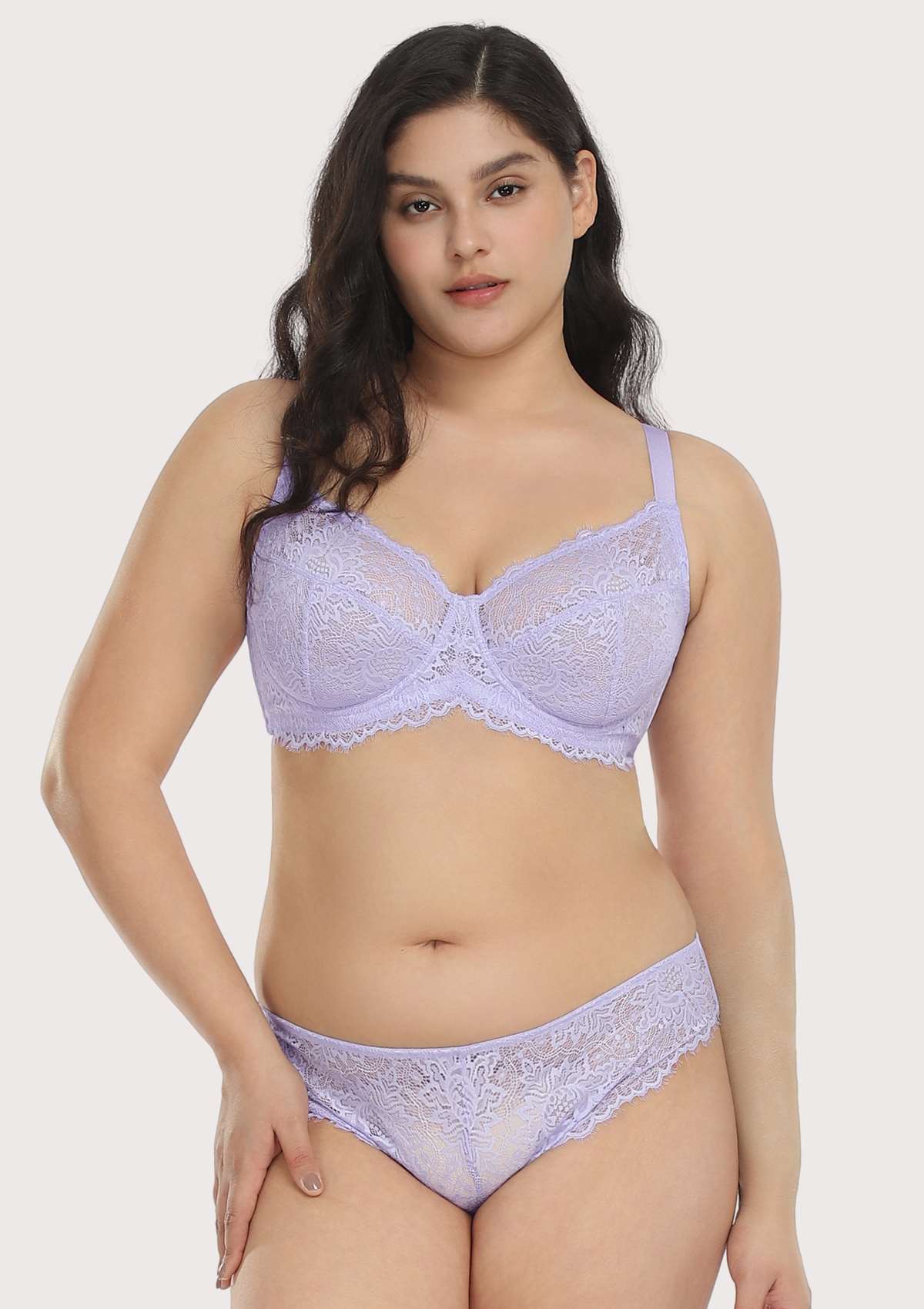 HSIA Sunflower Purple Underwire Lace Bra Set - HSIA