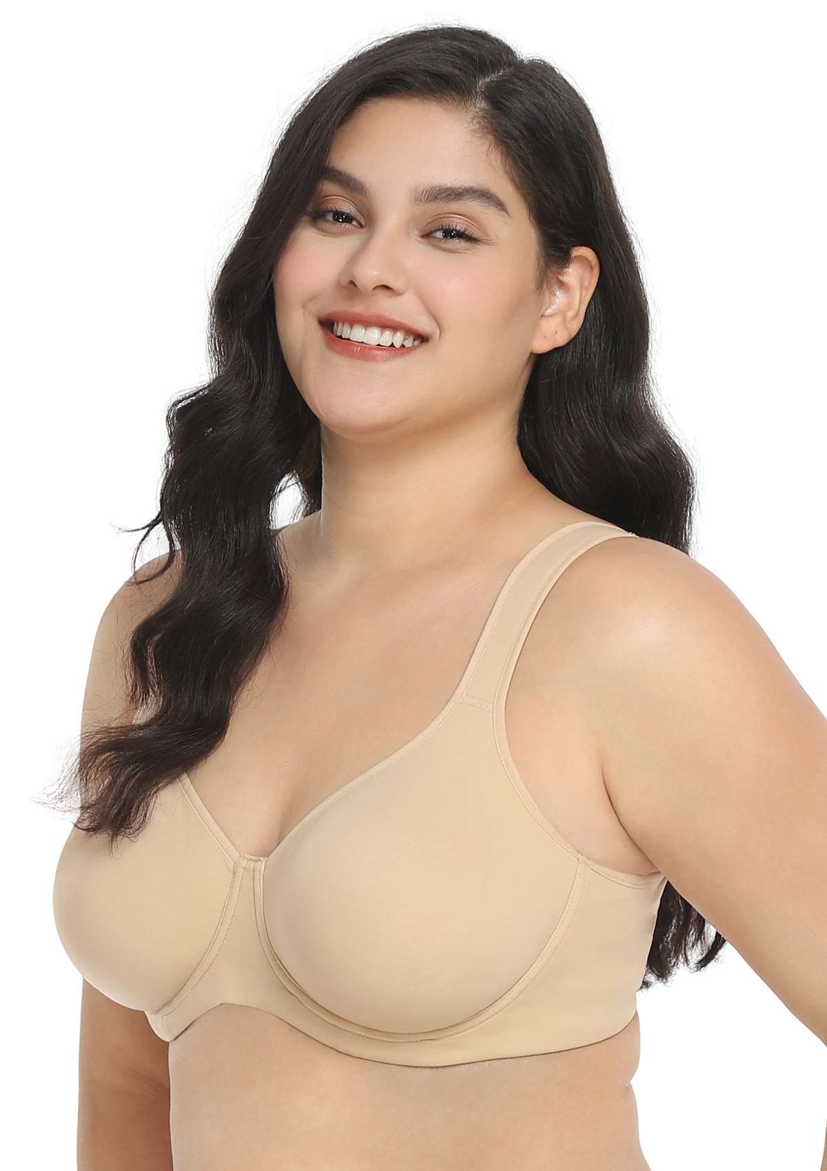 Joan Ultimate Soft Beige T-shirt Unlined Minimizer Bra Set - HSIA