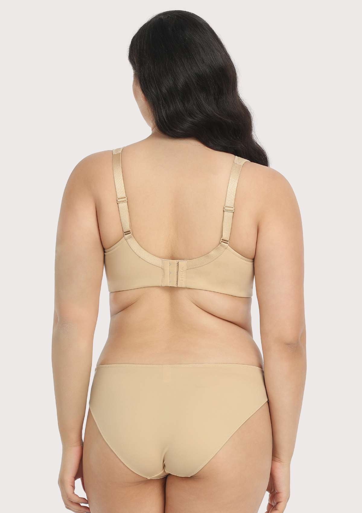 Joan Ultimate Soft Beige T-shirt Unlined Minimizer Bra Set - HSIA