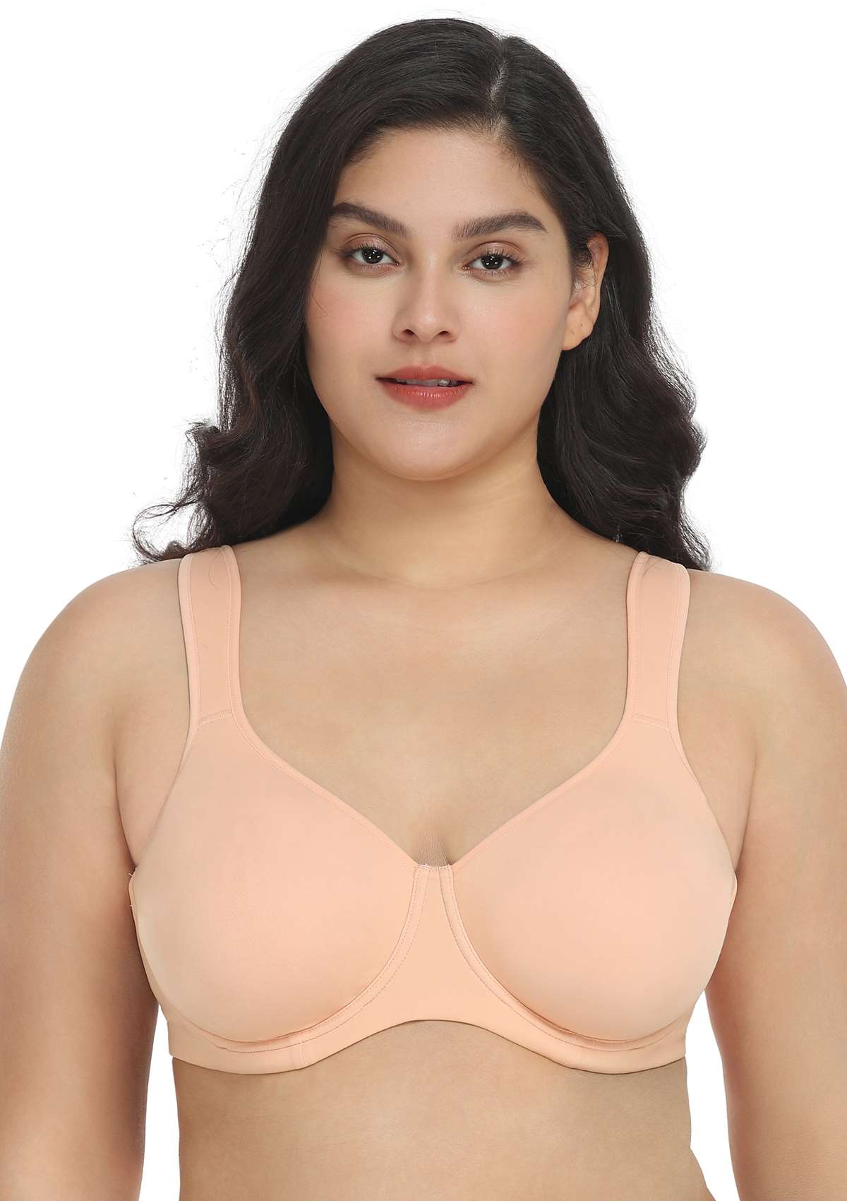 Joan Ultimate Soft Light Pink T-shirt Unlined Minimizer Bra Set - HSIA
