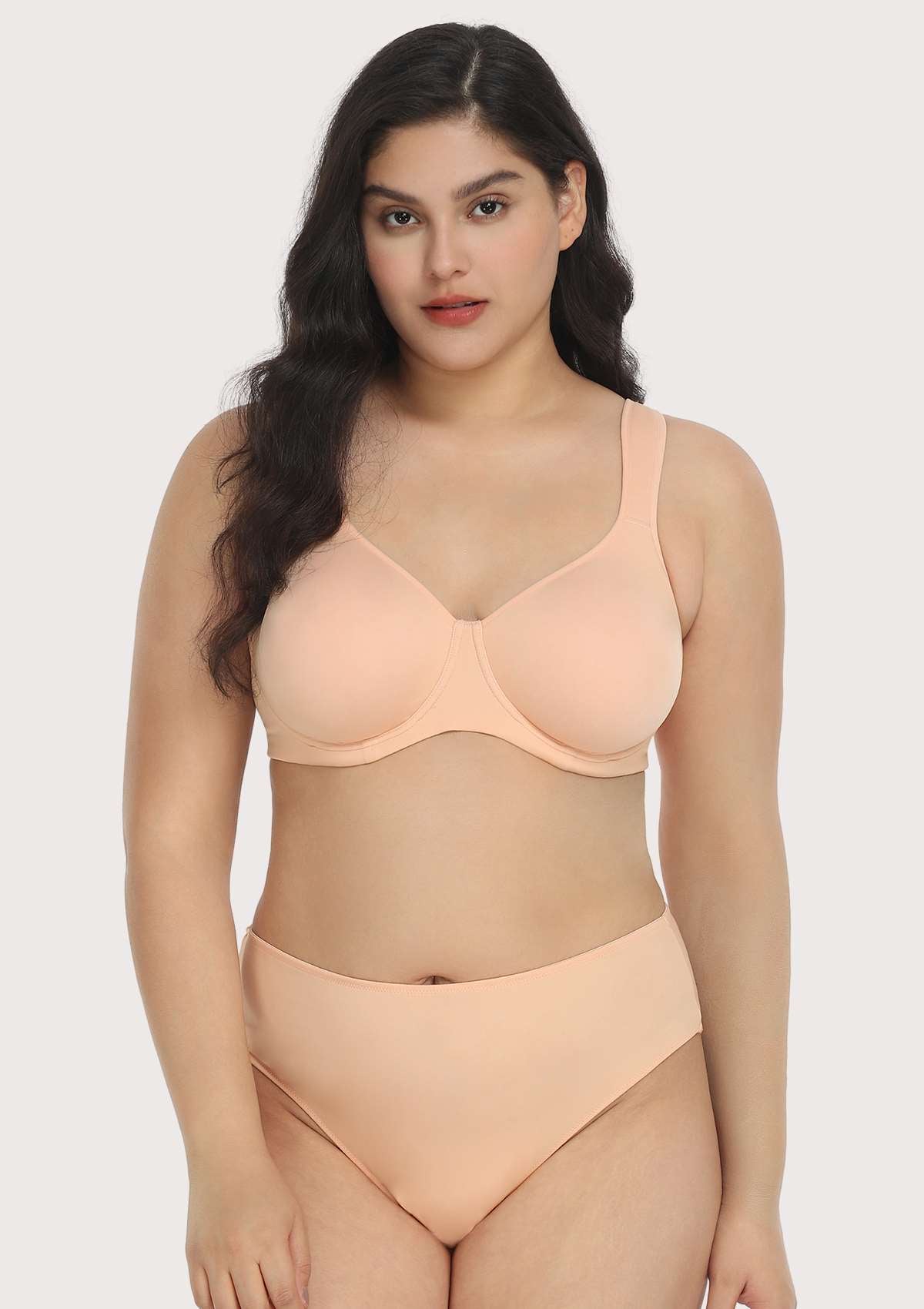 Joan Ultimate Soft Light Pink T-shirt Unlined Minimizer Bra Set - HSIA