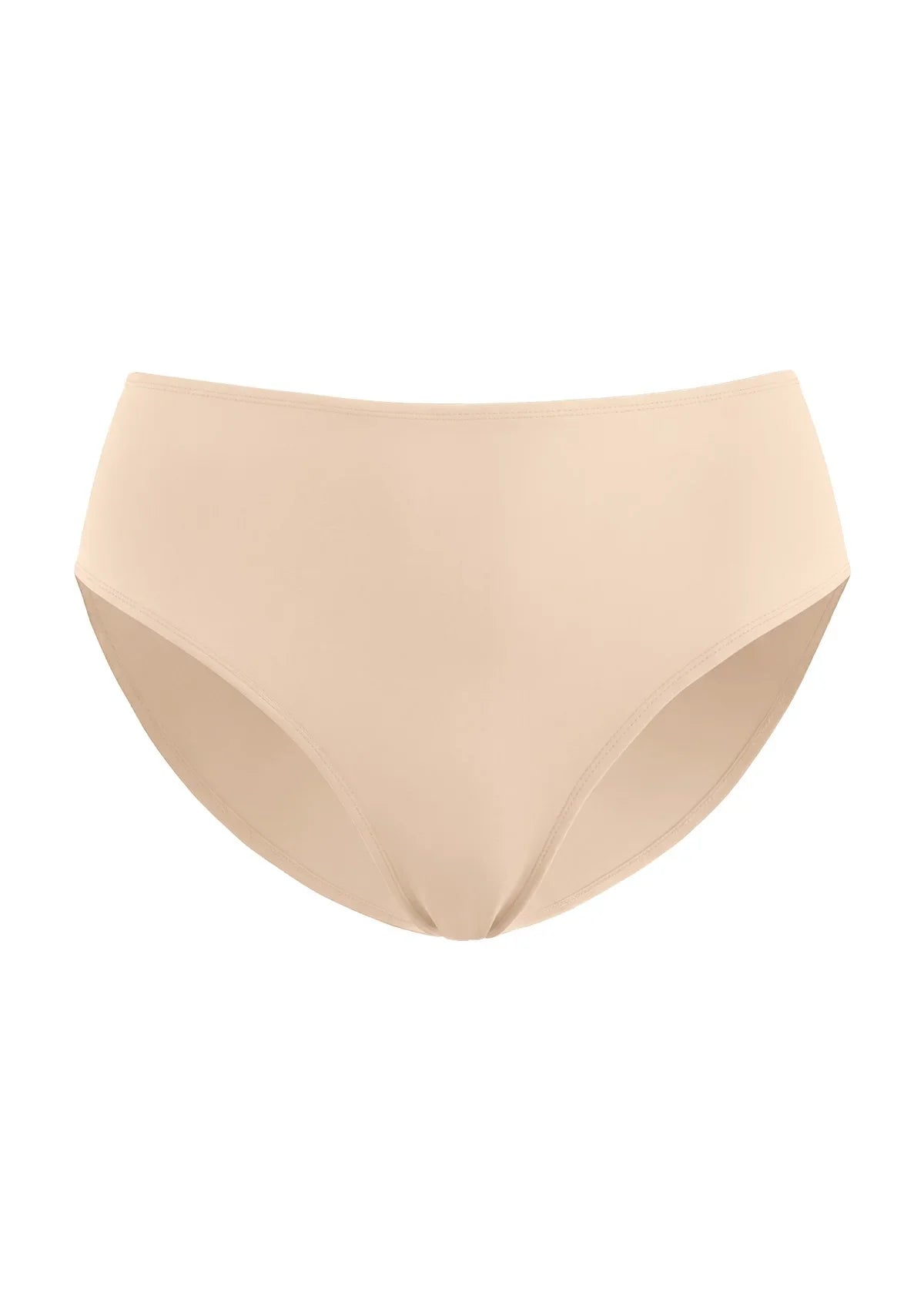 3D display of the HSIA light beige modern high brief panty, providing a flawless second-skin fit and essential full-coverage comfort for everyday wear.