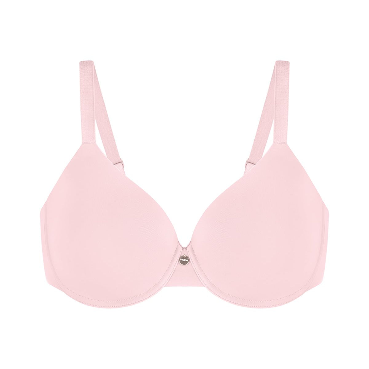 Studio flat lay of the Peach Pink HSIA Mia lightly lined underwire bra, bringing a touch of romance to everyday minimalism with its cooling comfort.