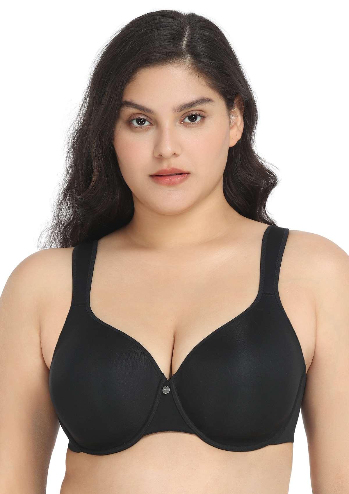 Patricia T-shirt Black Lightly Padded Underwire Minimizer Bra - HSIA