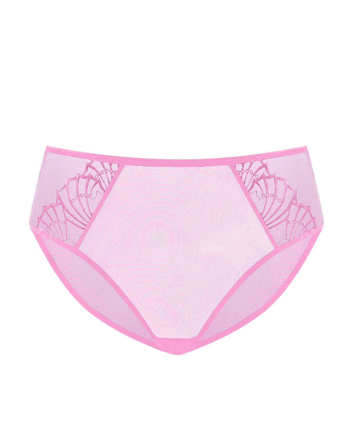 Detailed studio view of the Medium Pink Pearl Shimmer high waist underwear by HSIA, designed for zero digging and a smooth, invisible look under everyday clothes.