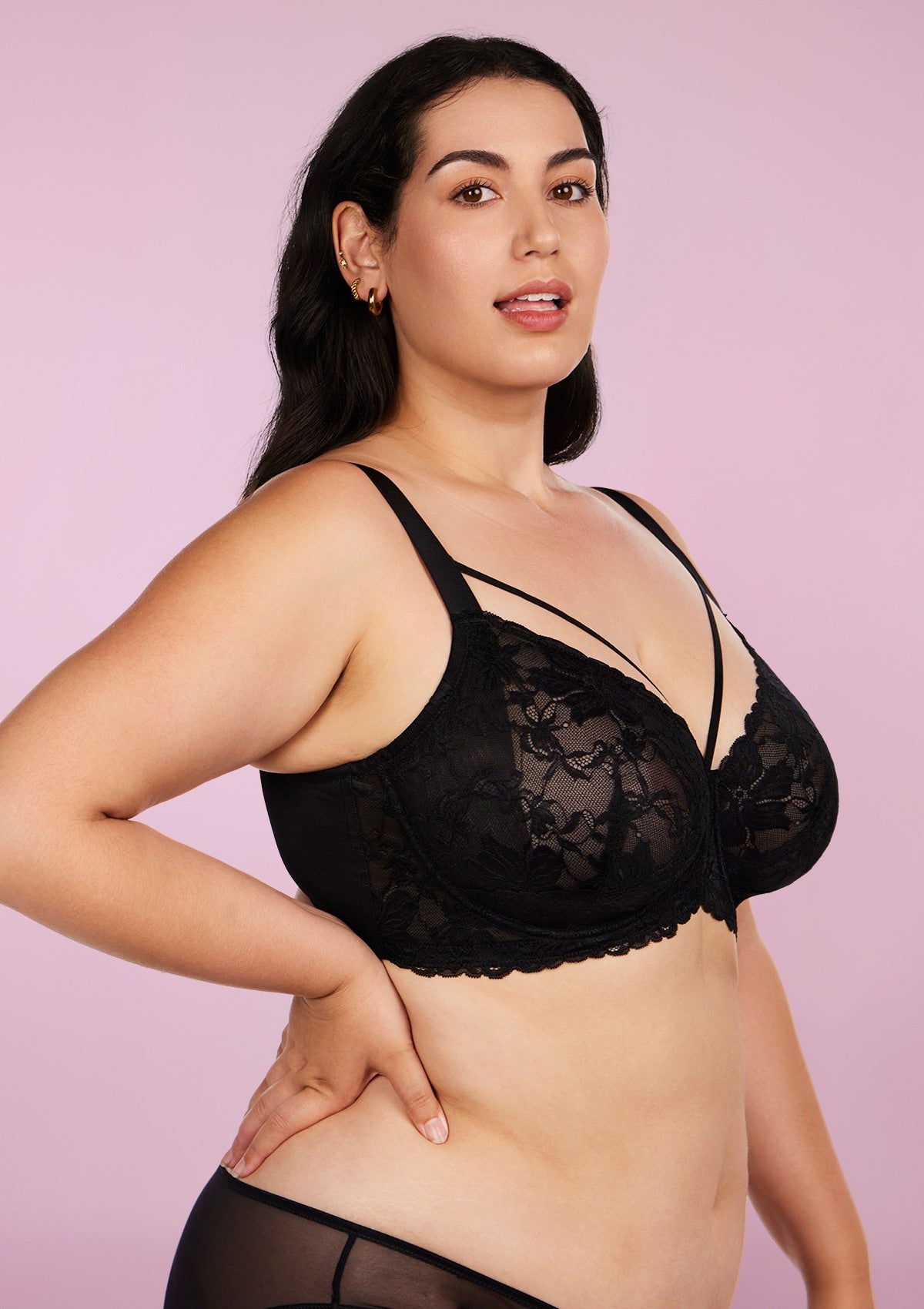 Pretty In Petals Black-Unlined Strappy Lace Bra - HSIA