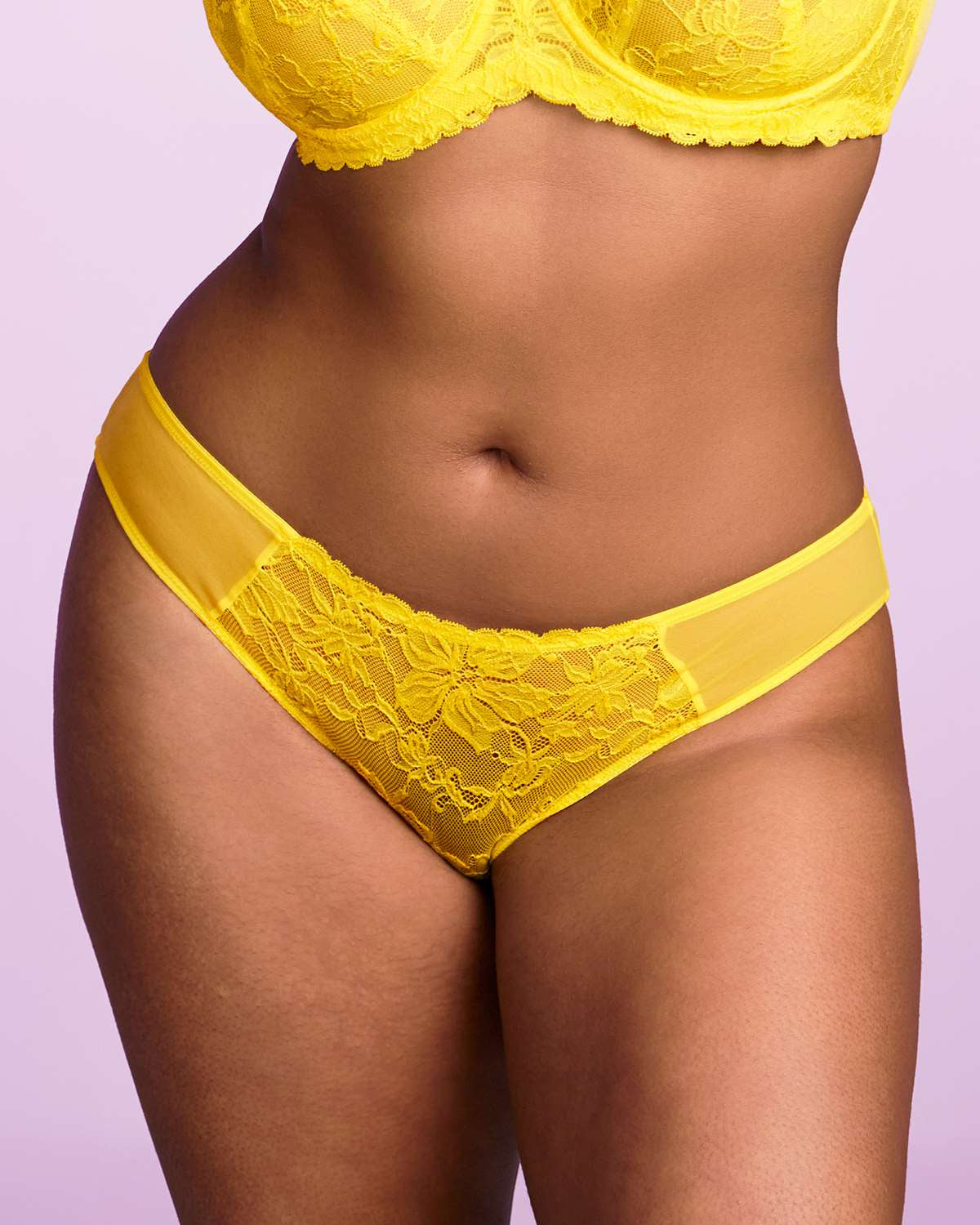Pretty In Petals Bright Yellow Lace Bikini Underwear - HSIA