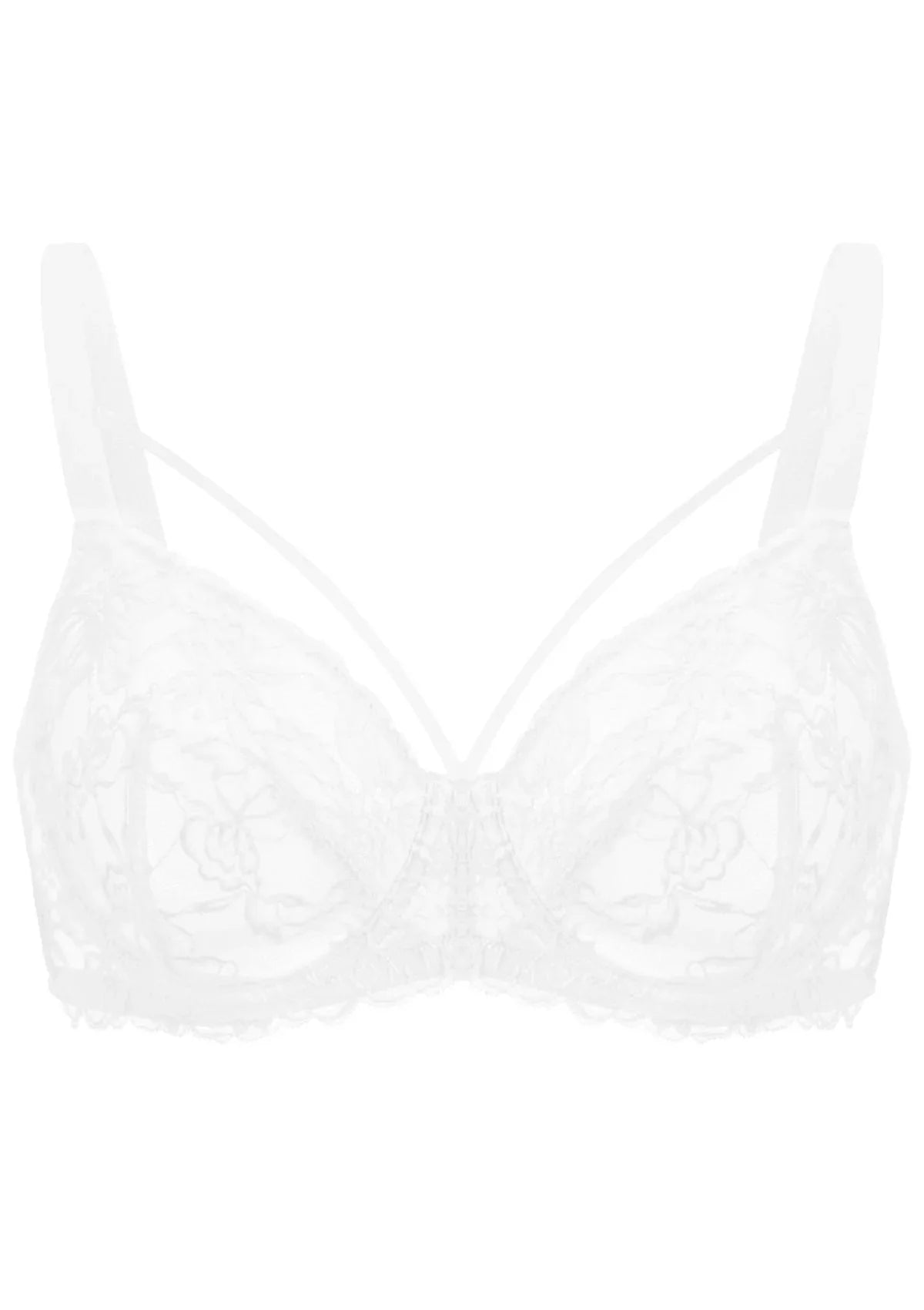 Pretty In Petals Black Unlined Strappy Lace Bra - HSIA