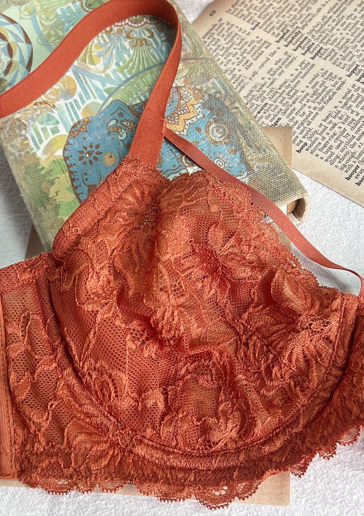 Pretty In Petals Red Unlined Strappy Lace Bra - HSIA