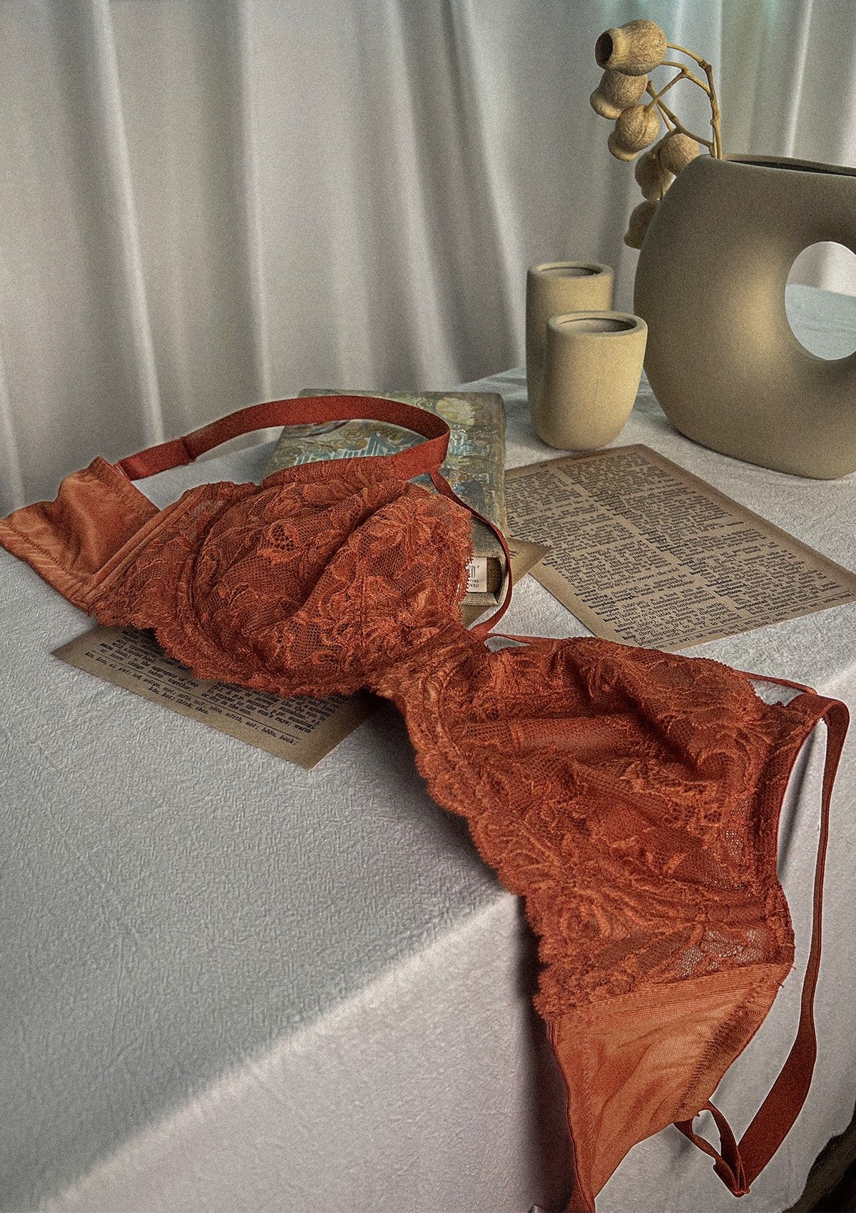 Pretty In Petals Red Unlined Strappy Lace Bra - HSIA