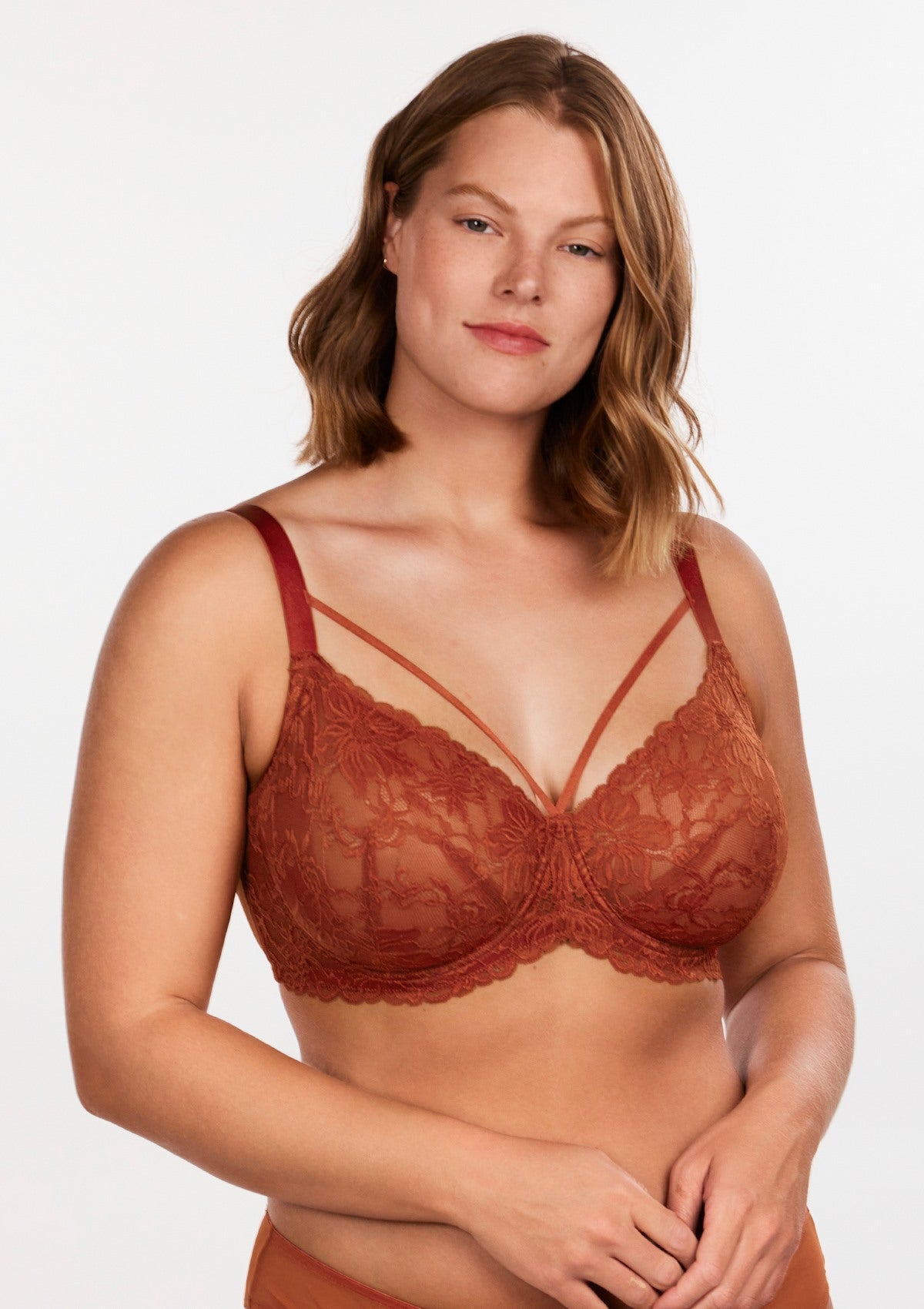 Pretty In Petals Red Unlined Strappy Lace Bra - HSIA