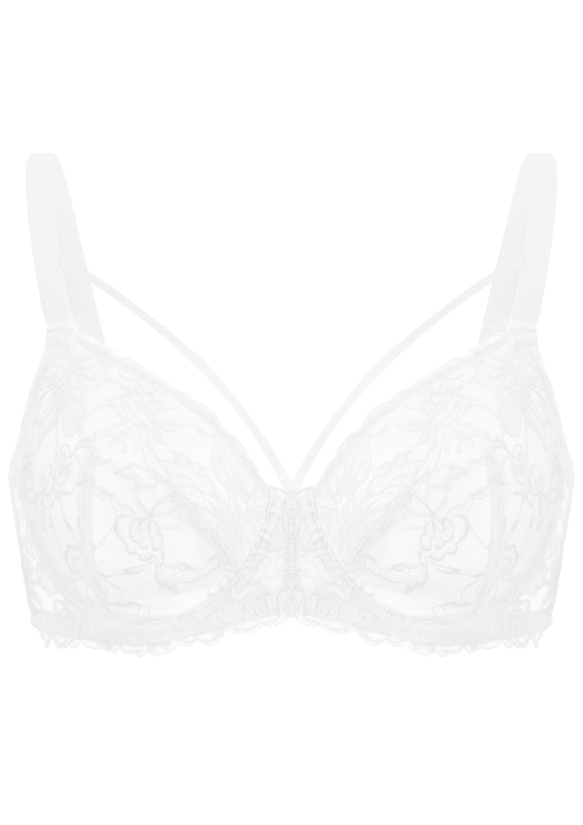 Pretty In Petals Strappy White Lace Unlined Bra Set - HSIA