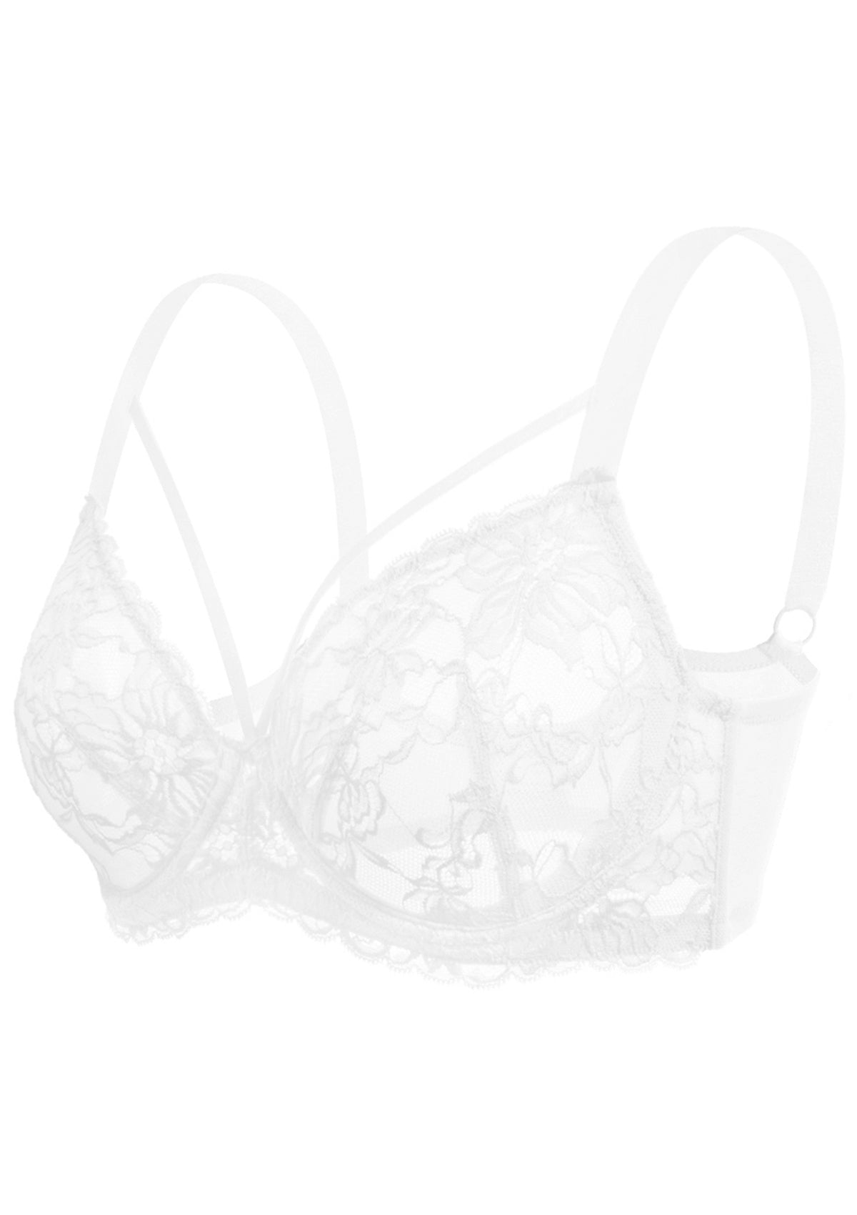Pretty In Petals Strappy White Lace Unlined Bra Set - HSIA