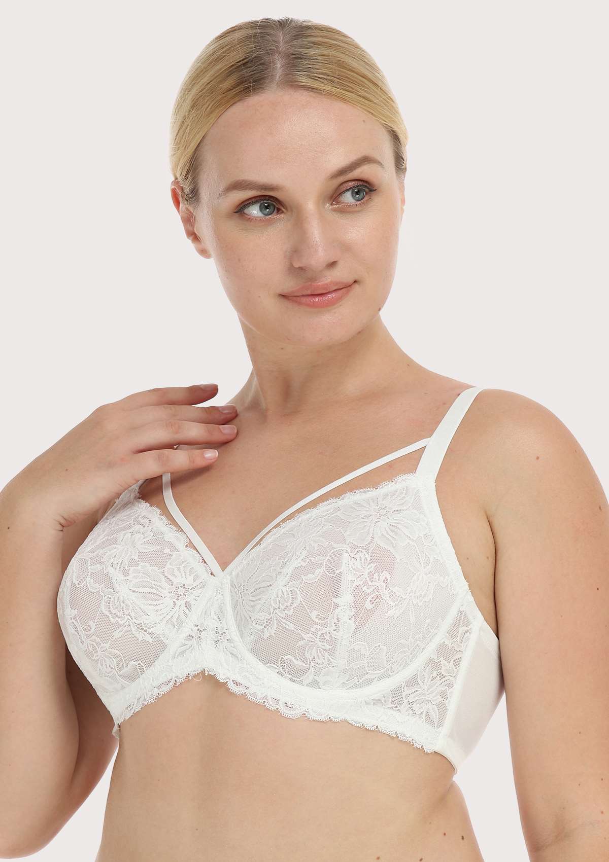 Pretty In Petals Strappy White Lace Unlined Bra Set - HSIA