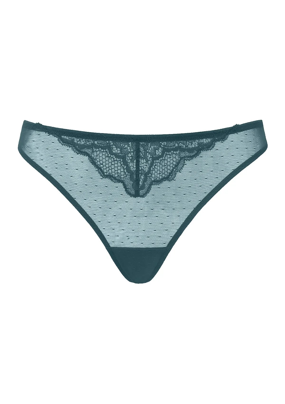Enchante Floral Lace Sheer Mesh Back Thong Undewear - HSIA