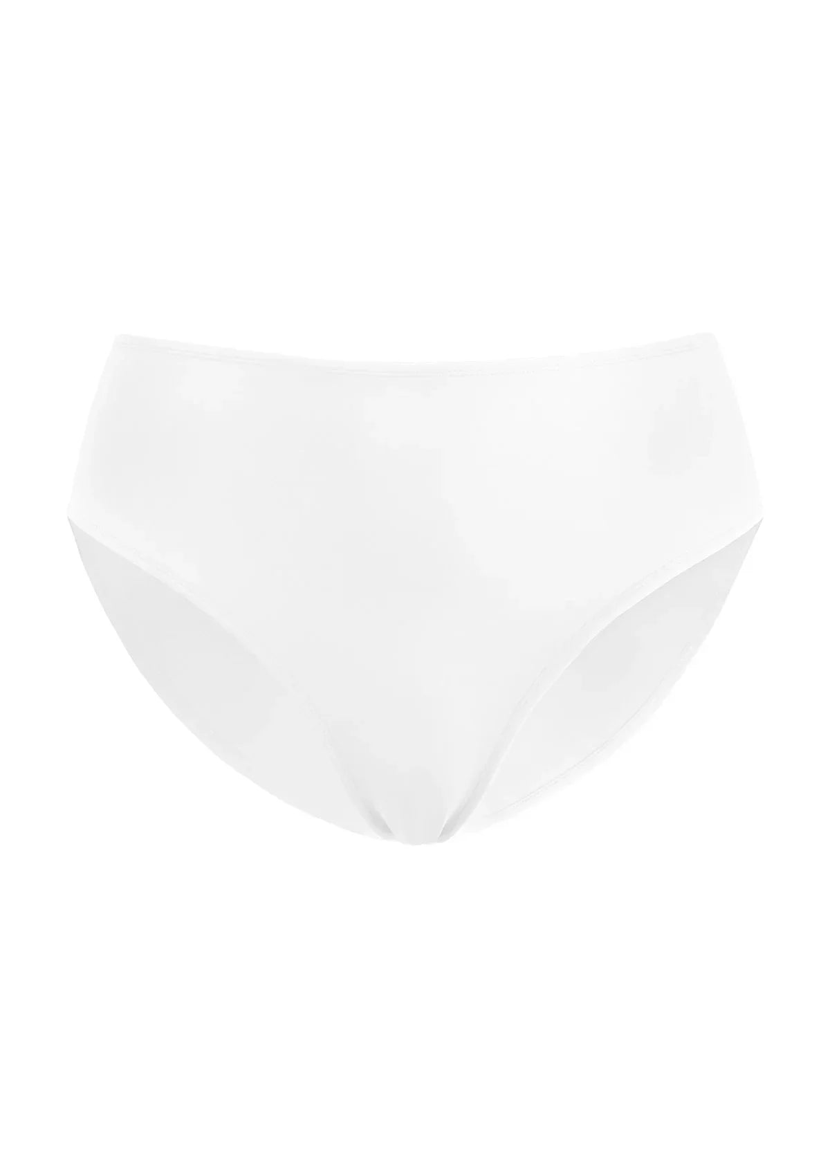 3D product image of the HSIA white modern high brief panty, featuring seamless edges and a pure cotton crotch for all-day freshness.