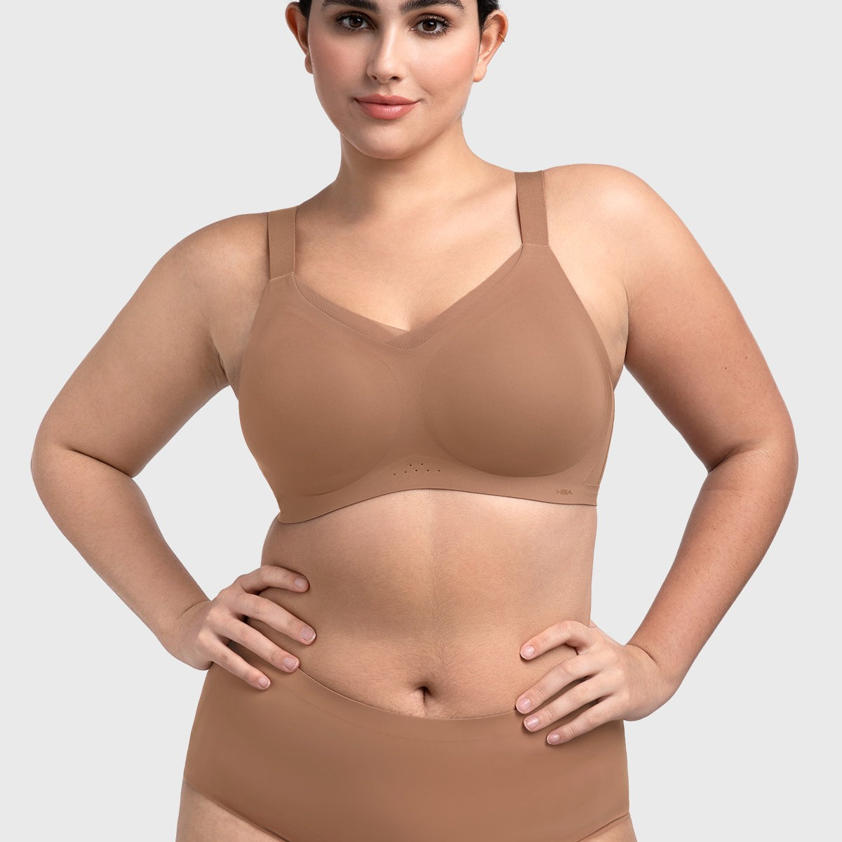Songful Plus Size Seamless Wireless Supportive Full Coverage Mesh Crossover Bra - HSIA