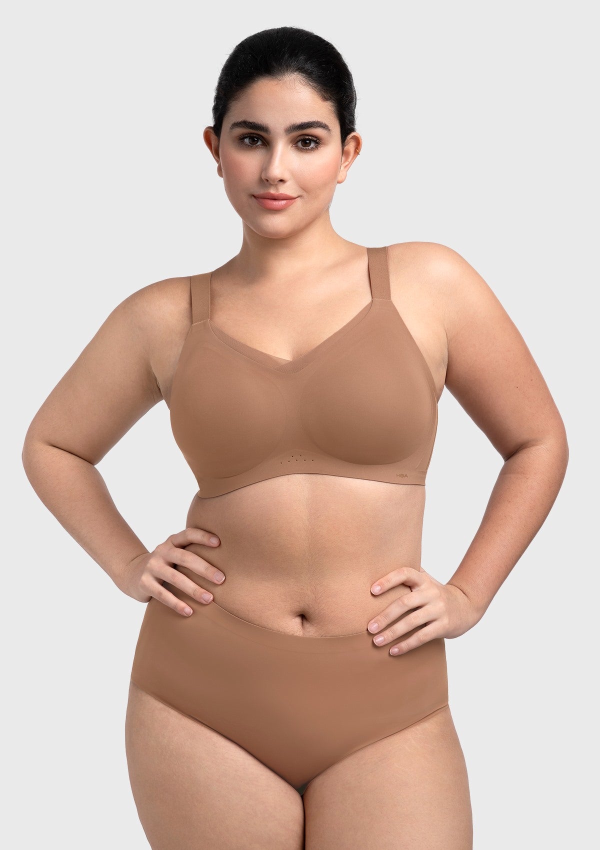 Songful Plus Size Seamless Wireless Supportive Full Coverage Mesh Crossover Bra - HSIA