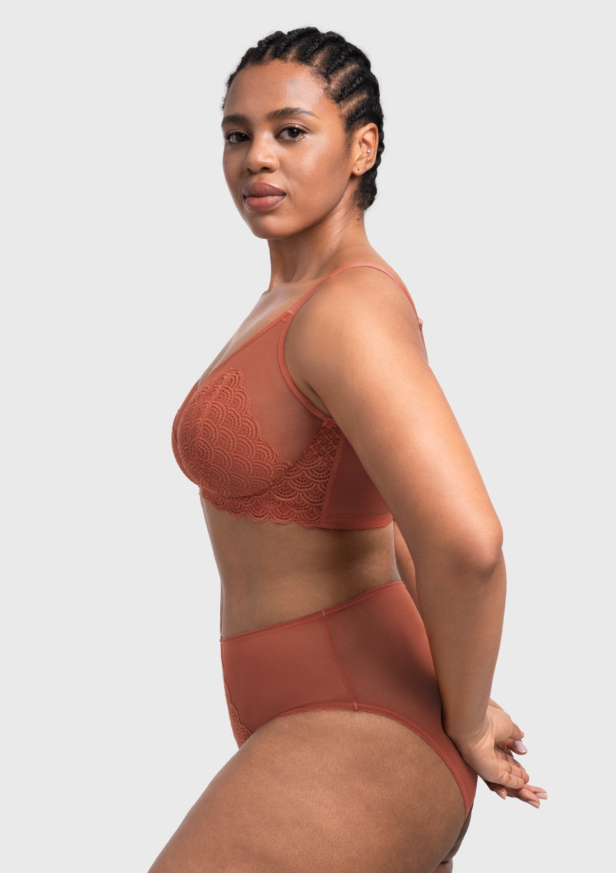 (Cardi B recommends)Mermaid Scales Lace Beige Brown Unlined Bra - HSIA