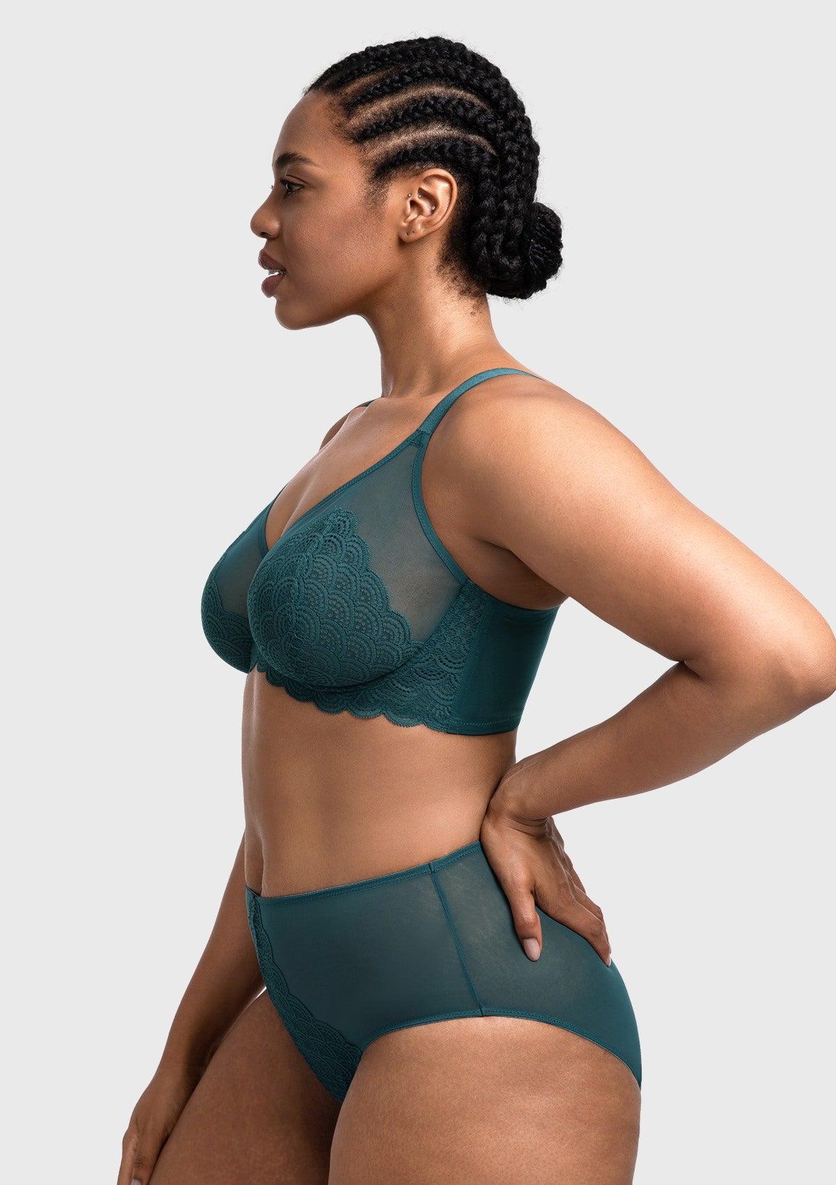 (Cardi B recommends)Mermaid Scales Lace Beige Brown Unlined Bra - HSIA