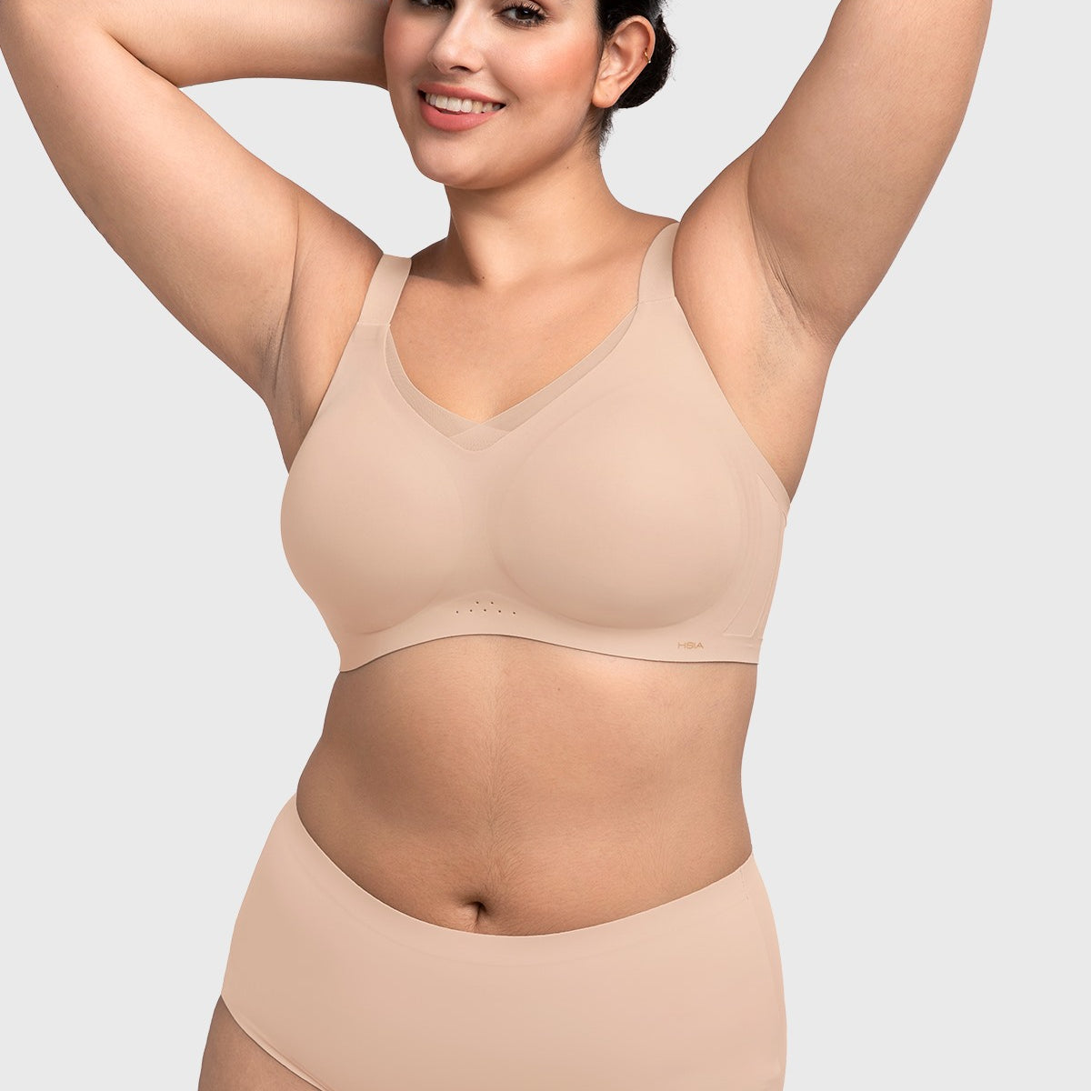 Songful Plus Size Seamless Wireless Supportive Full Coverage Mesh Crossover Bra - HSIA