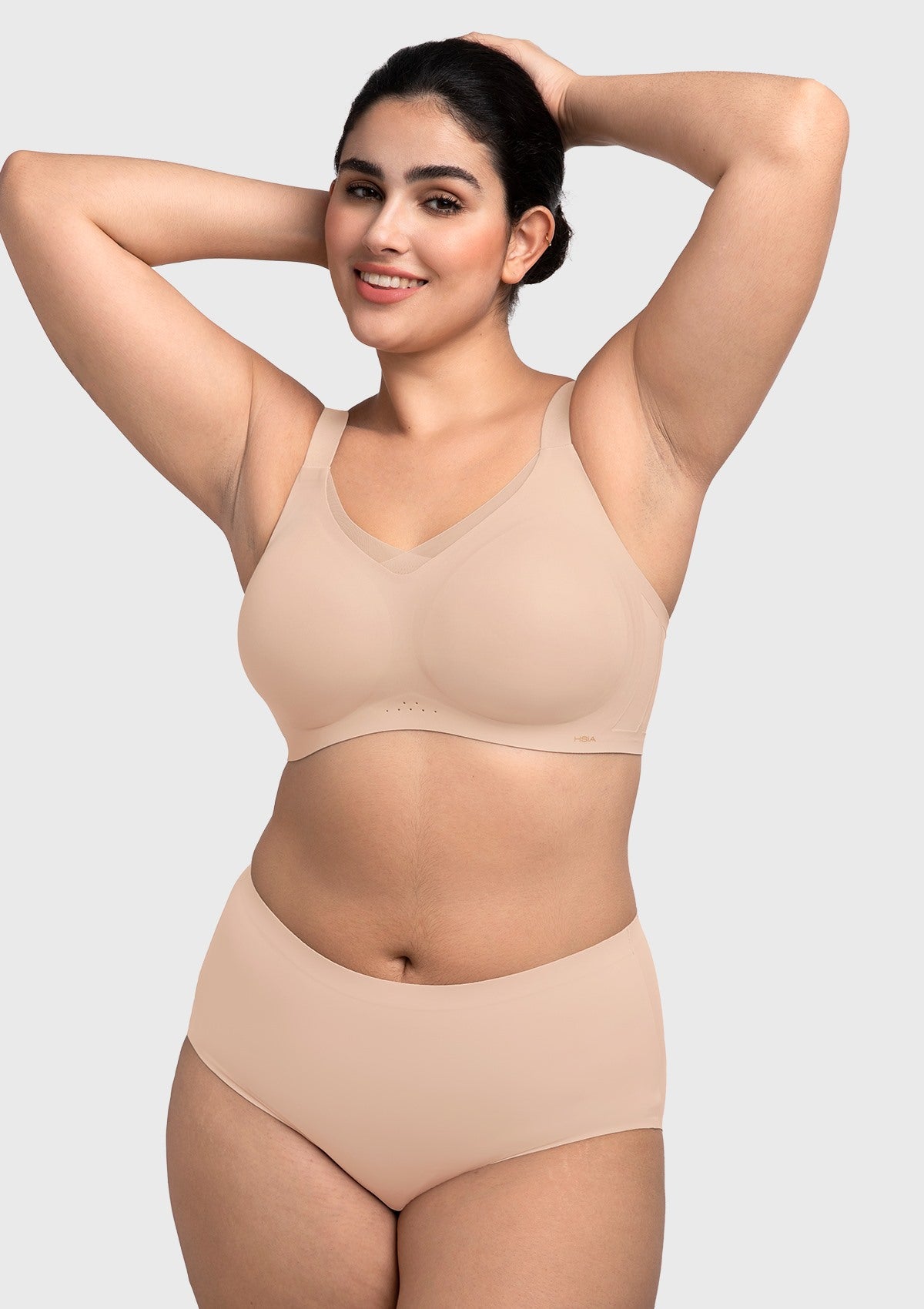 Songful Plus Size Seamless Wireless Supportive Full Coverage Mesh Crossover Bra - HSIA