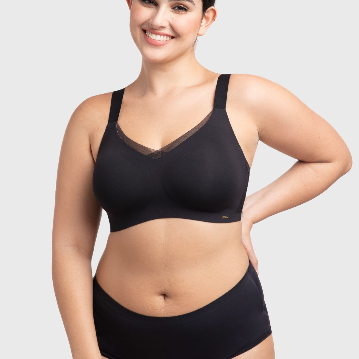 Songful Plus Size Seamless Wireless Supportive Full Coverage Mesh Crossover Bra - HSIA