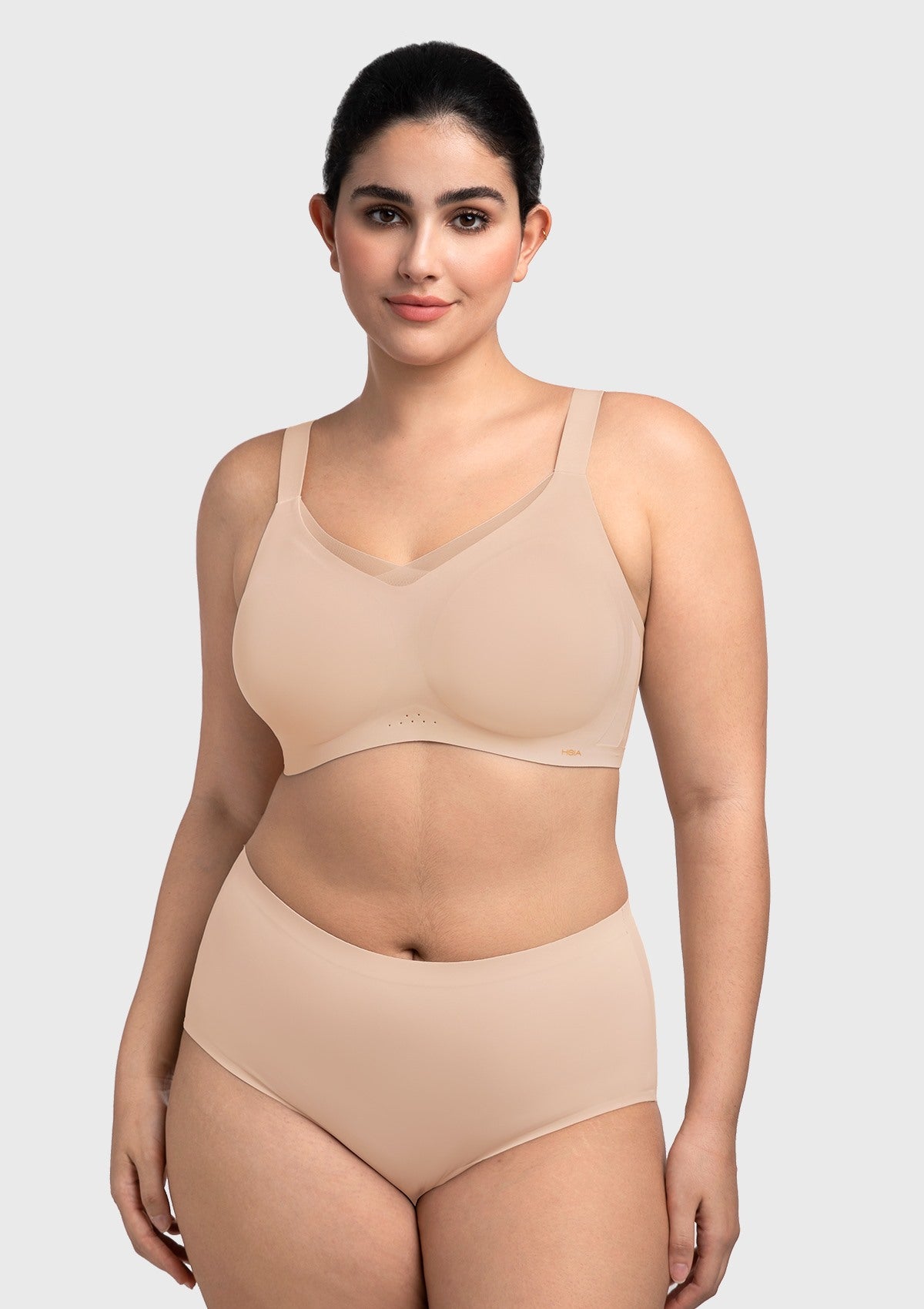 Songful Plus Size Seamless Wireless Supportive Full Coverage Mesh Crossover Bra - HSIA