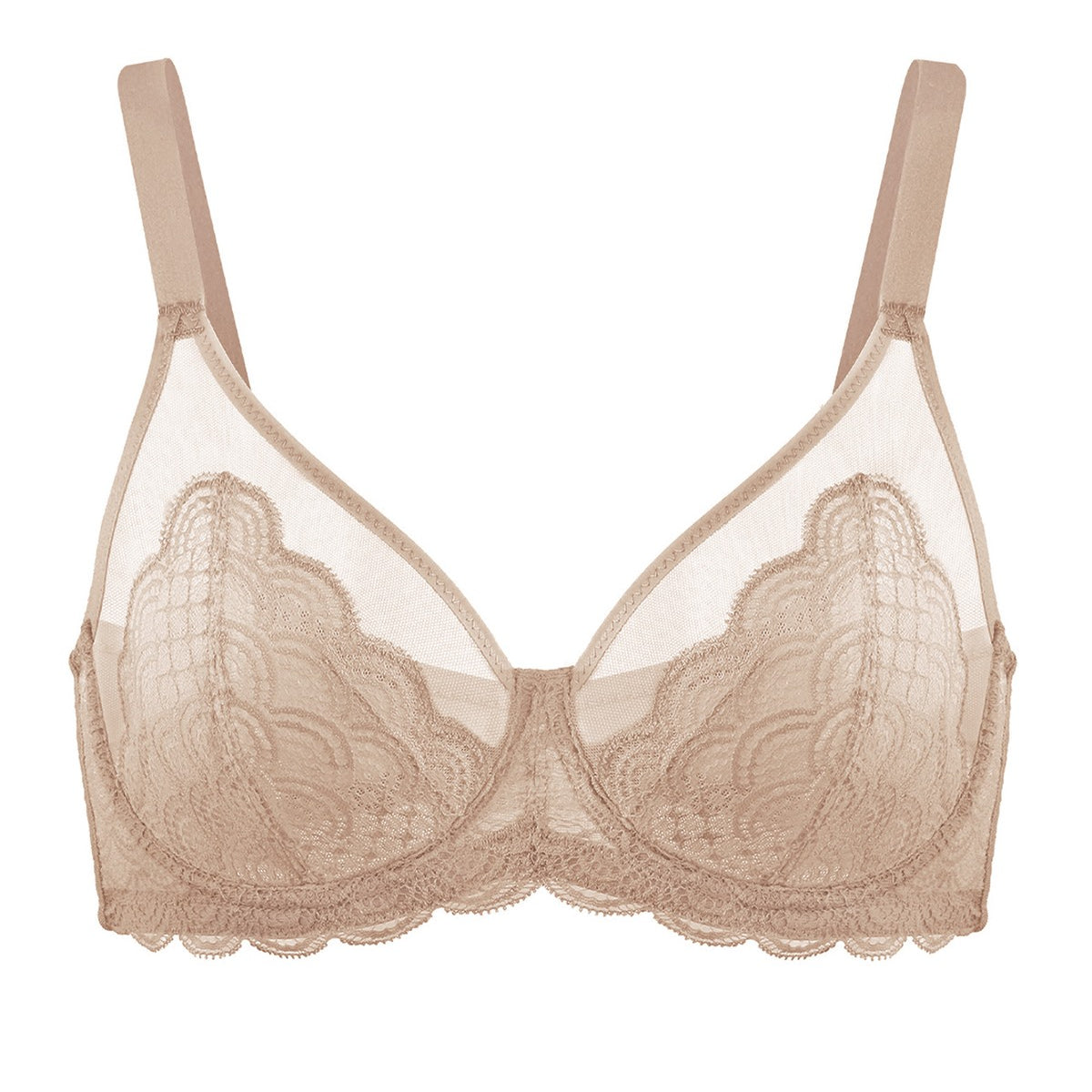 (Cardi B recommends)Mermaid Scales Lace Beige Brown Unlined Bra - HSIA