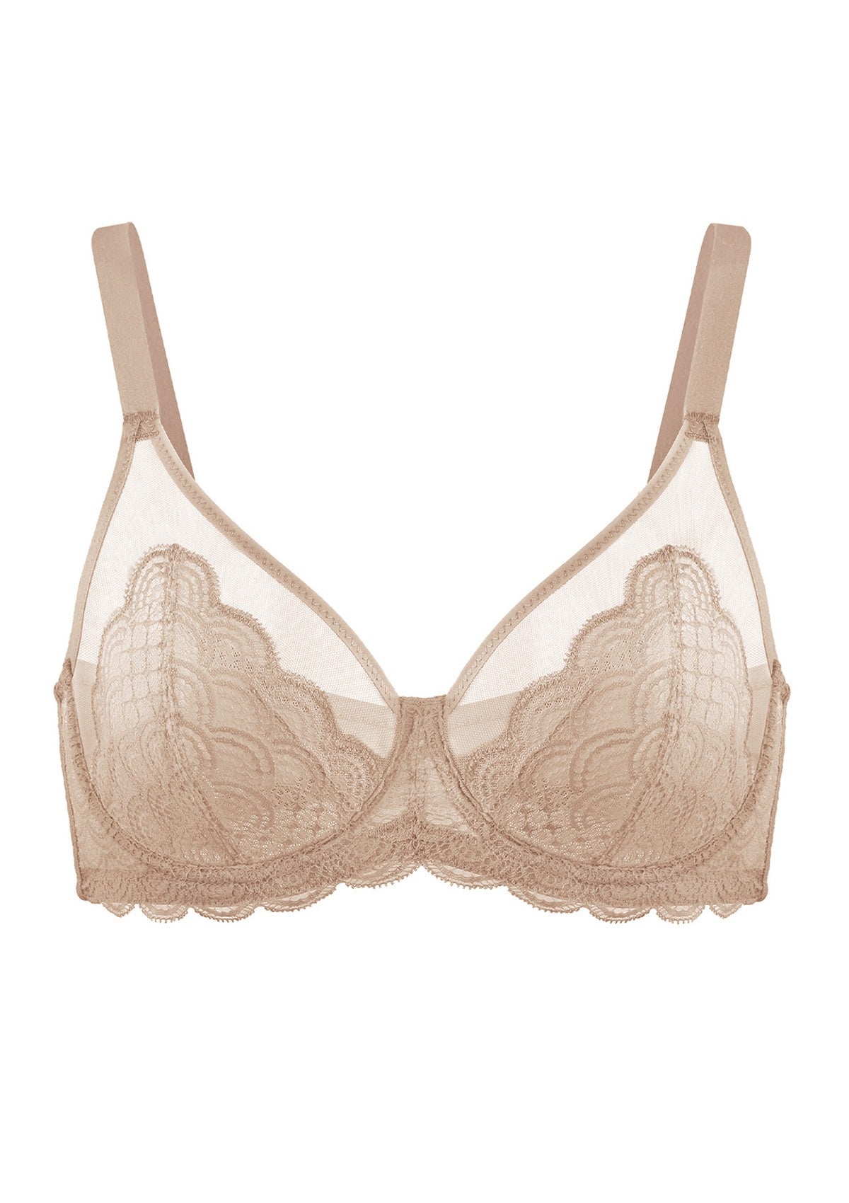 (Cardi B recommends)Mermaid Scales Lace Beige Brown Unlined Bra - HSIA