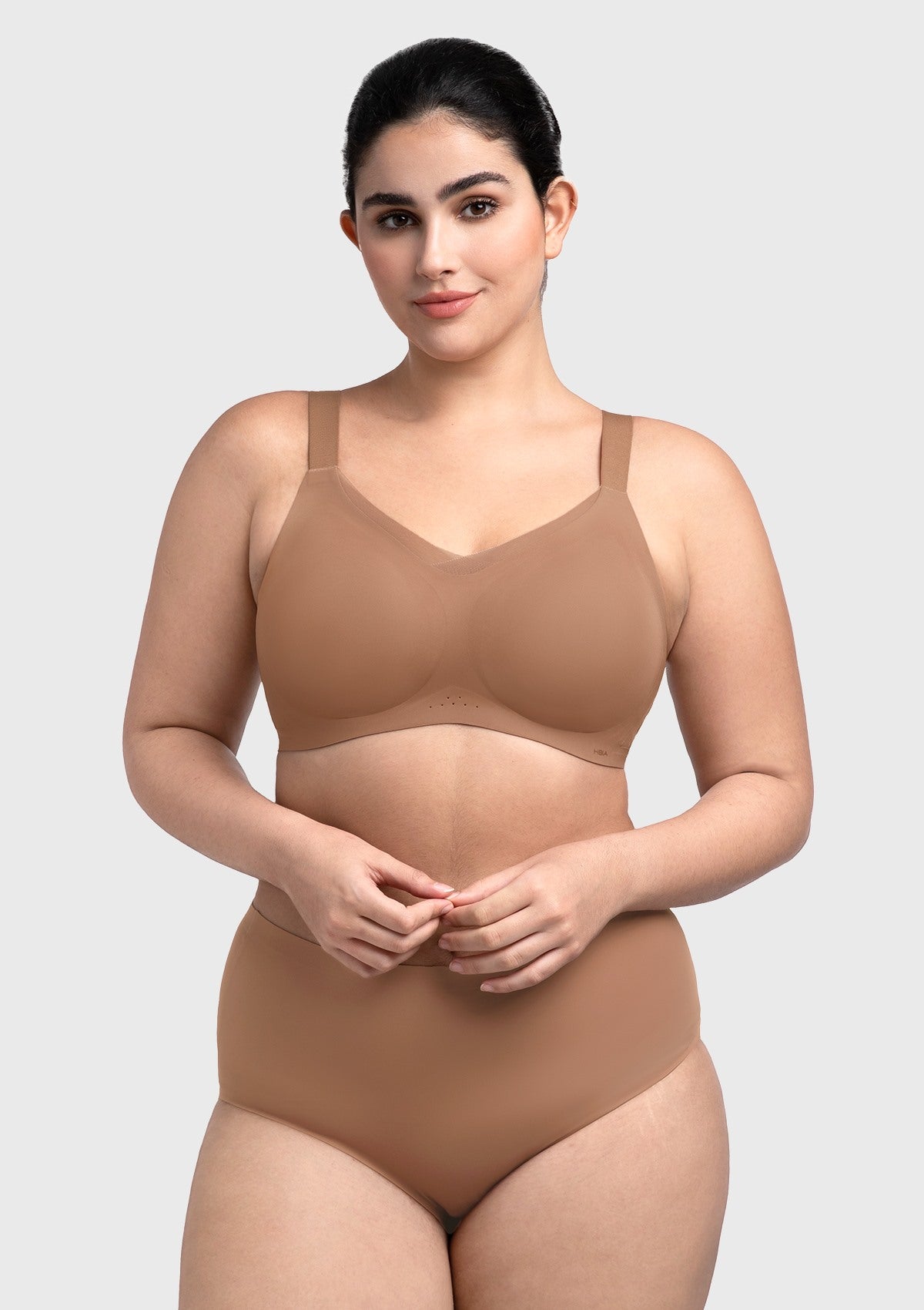 Songful Plus Size Seamless Wireless Supportive Full Coverage Mesh Crossover Bra - HSIA