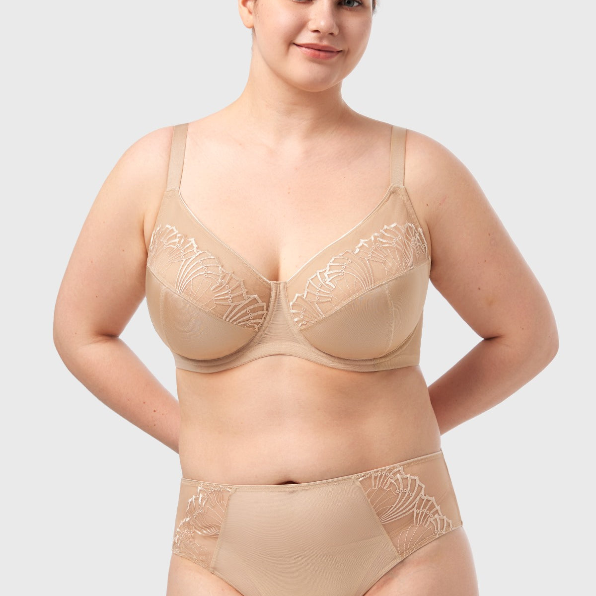 HSIA Pearl Shimmer Light Beige Unlined Plus Size Full Coverage Underwire Comfortable Bra - HSIA