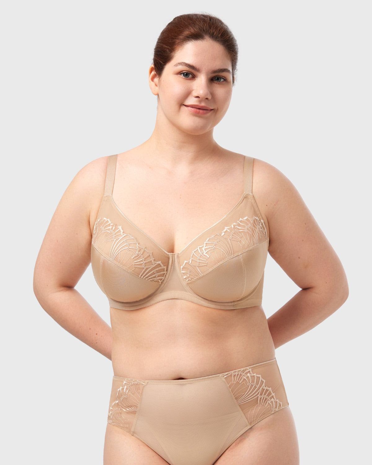 HSIA Pearl Shimmer Light Beige Unlined Plus Size Full Coverage Underwire Comfortable Bra - HSIA