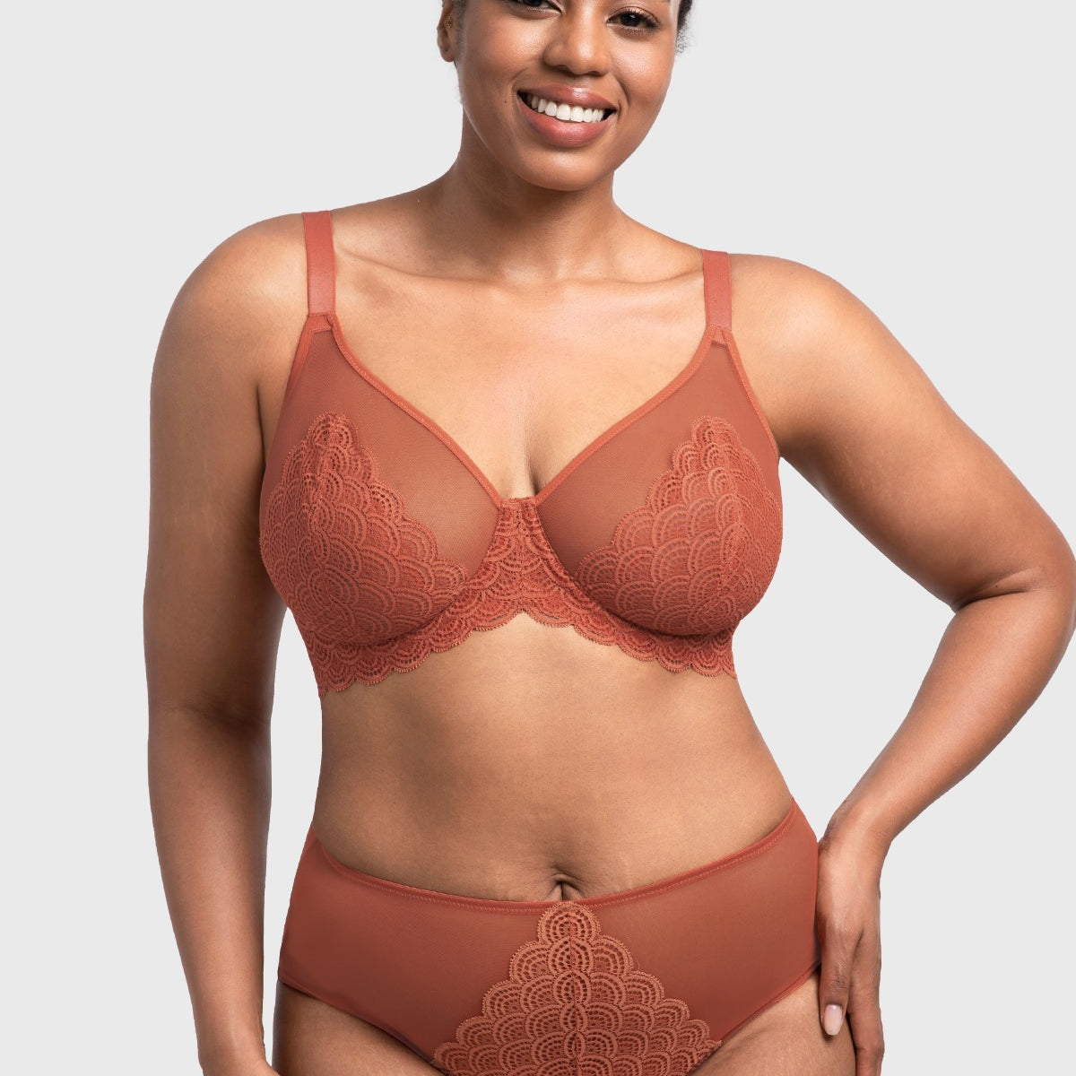 (Cardi B recommends)Mermaid Scales Lace Beige Brown Unlined Bra - HSIA