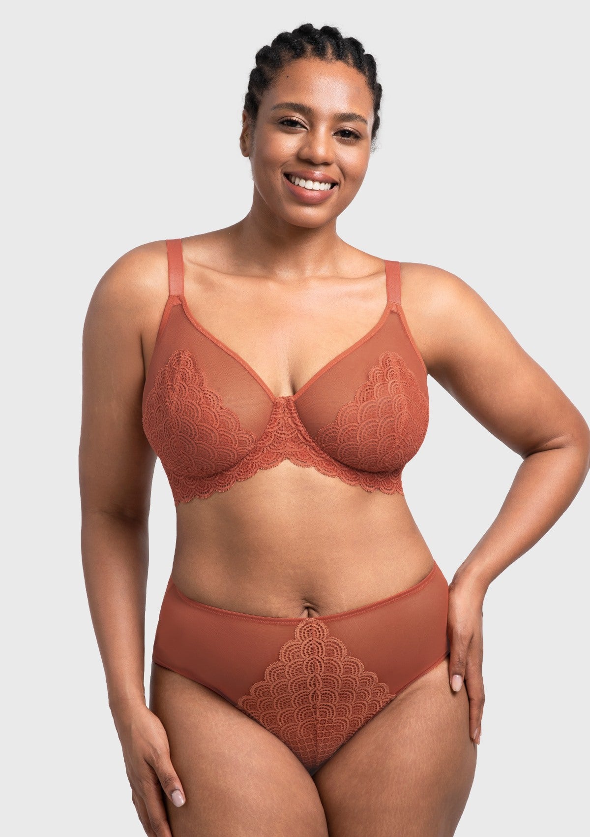 (Cardi B recommends)Mermaid Scales Lace Beige Brown Unlined Bra - HSIA