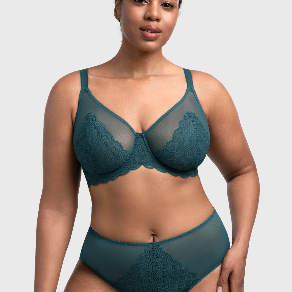 (Cardi B recommends)Mermaid Scales Lace Beige Brown Unlined Bra - HSIA