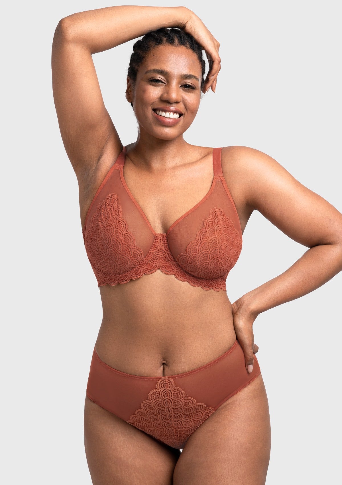 (Cardi B recommends)Mermaid Scales Lace Beige Brown Unlined Bra - HSIA