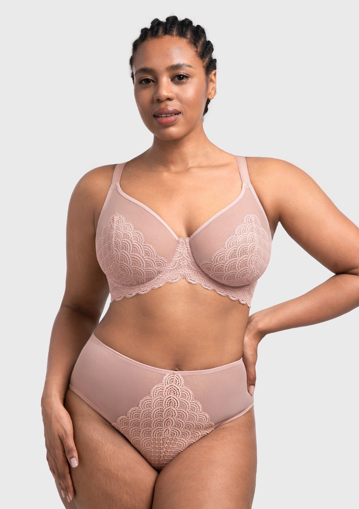 (Cardi B recommends)Mermaid Scales Lace Beige Brown Unlined Bra - HSIA