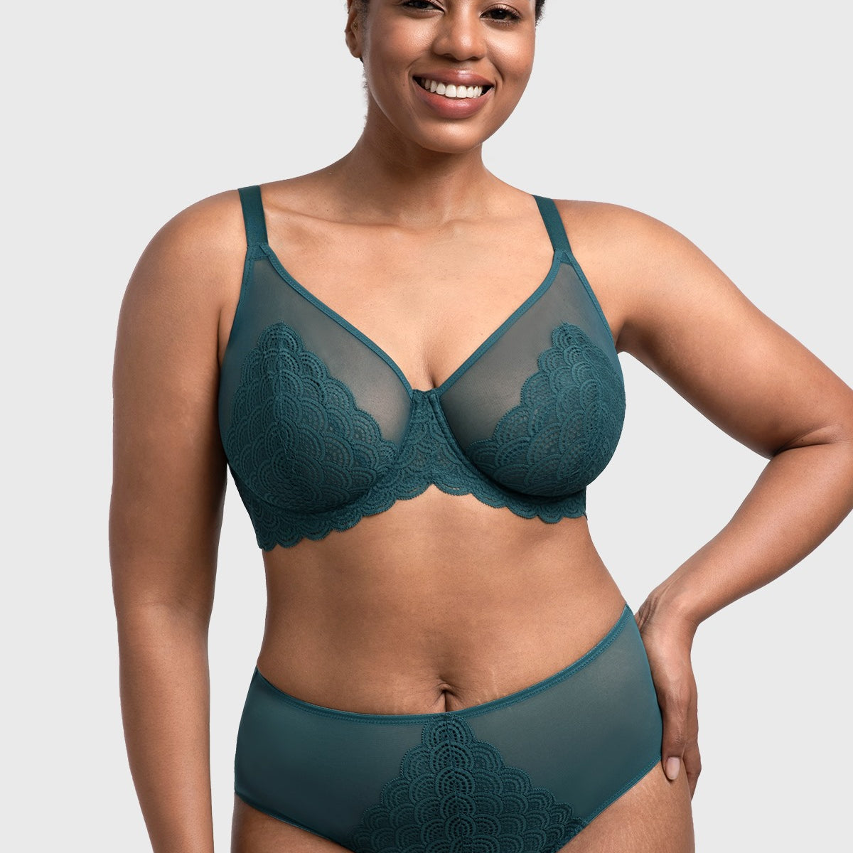 (Cardi B recommends)Mermaid Scales Lace Beige Brown Unlined Bra - HSIA